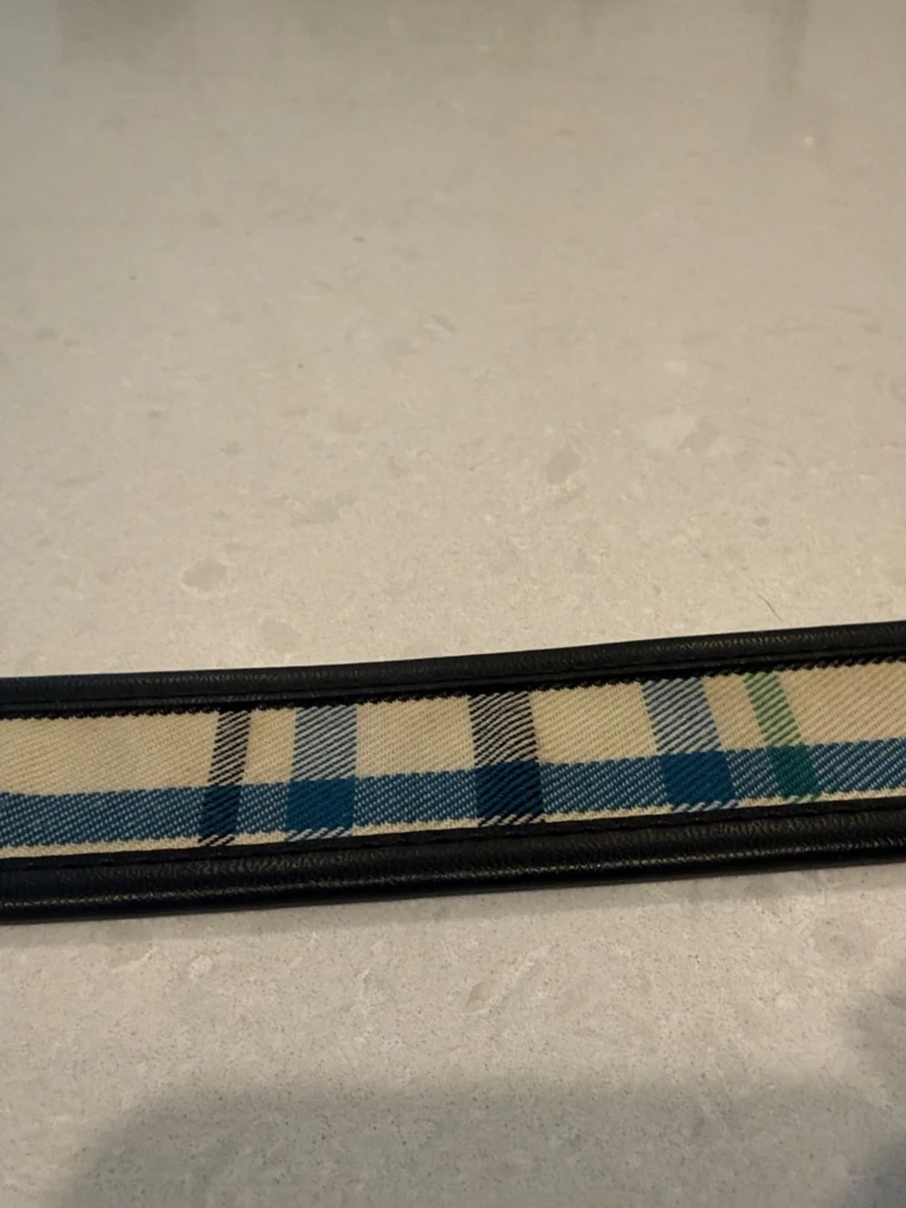 Ladies’ preppy canvas Plaid Belt in Navy, Green, and Cream